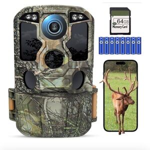 Trail Camera WiFi 8K 84MP with 64GB Memory Card, Game Camera with Night Vision